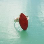 Small Oval Red Sponge Coral Ring