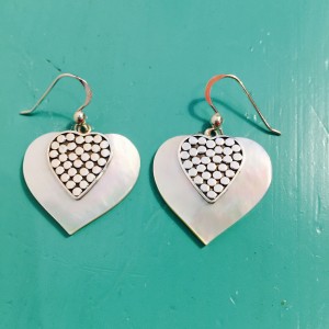 Mother of Pearl heart earrings