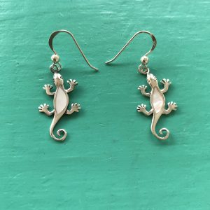 Gecko Mother of Pearl Drop Earrings
