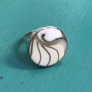 Round White Nautilus Ring Small