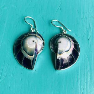 Purple Nautilus Earrings
