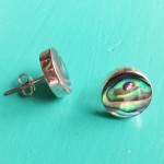 abalone round stud earrings