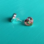 abalone heart stud earrings