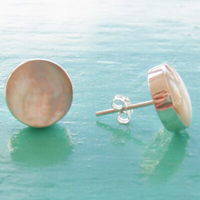 Mother of Pearl round stud earrings