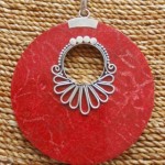 Red Sponge Coral large Round Pendant