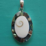 Abalone and Shiva Eye Oval Pendant