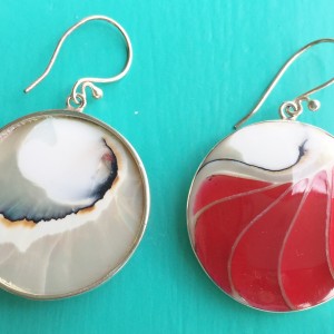 Nautilus Round Two Sided Red Earrings