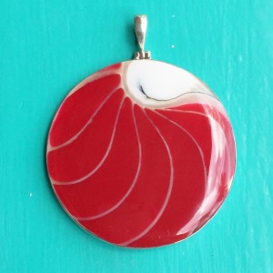 Nautilus Large Round Two Sided Red Pendant