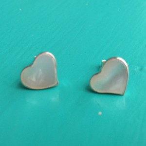 Small Mother of Pearl Heart Studs