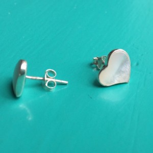 Small Mother of Pearl Heart stud earrings