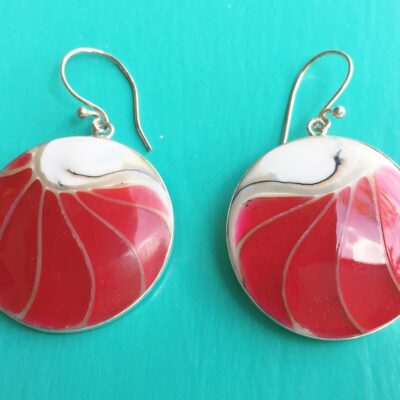 Nautilus Round Two Sided Red Earrings