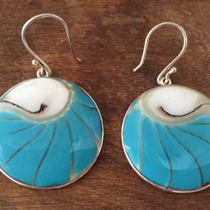 Nautilus Round Two Sided Turquoise Earrings