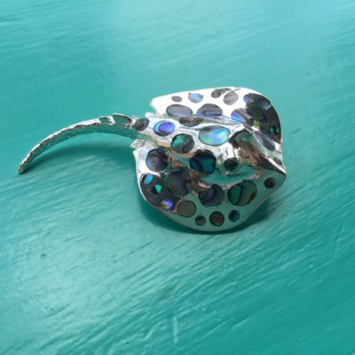 Abalone Large Sterling Silver Stingray Pendant