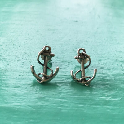 Sterling Silver Anchor Stud Earrings