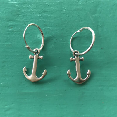 Sterling Silver Hoop Anchor Earrings