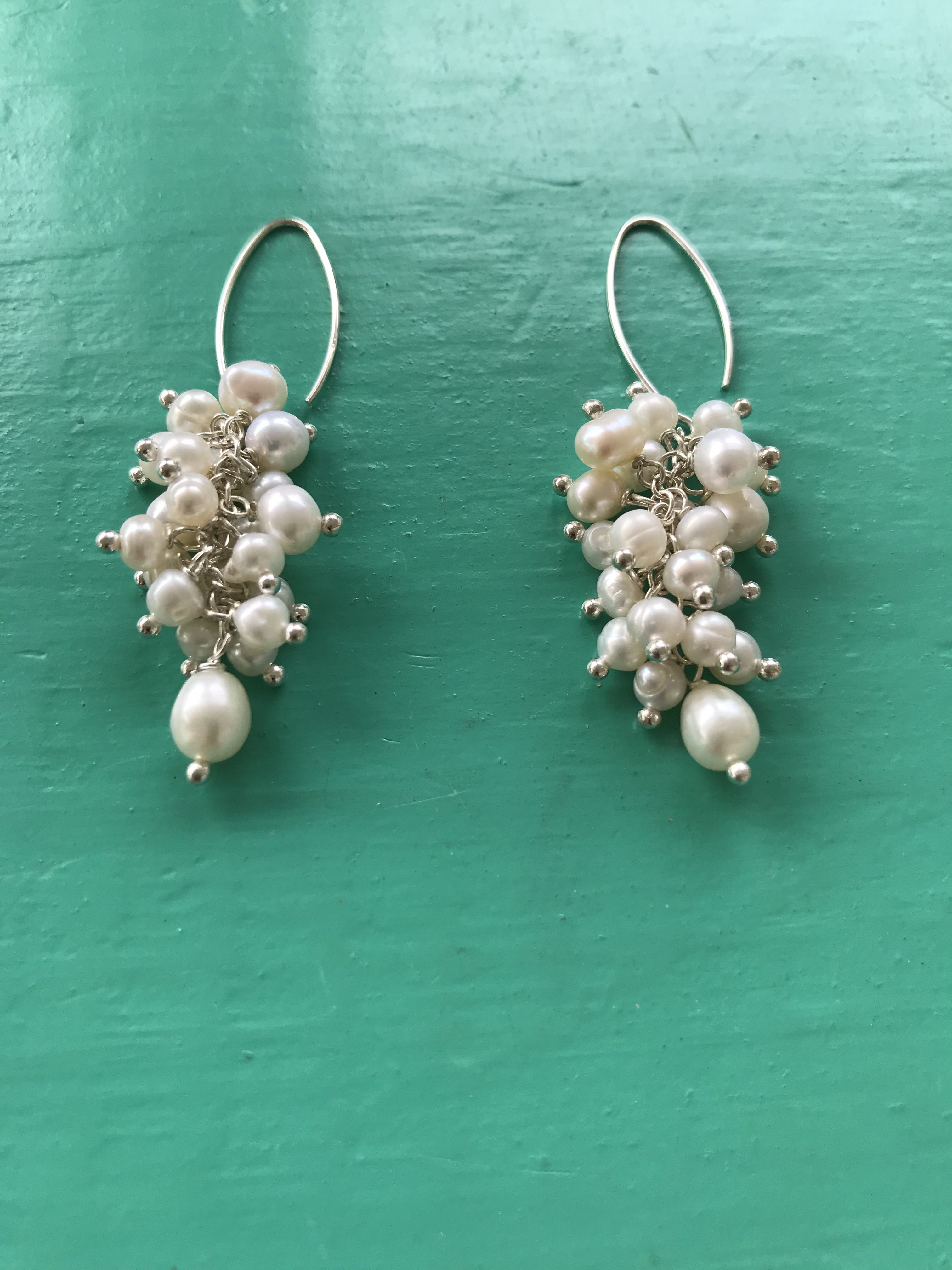 Teal Freshwater Pearl Earrings