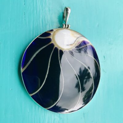 Nautilus Large Round Two Sided Purple Pendant