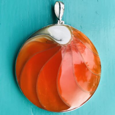 Nautilus Large Round Orange Pendant