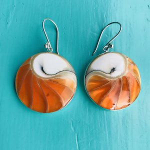 Nautilus Round Orange Earrings