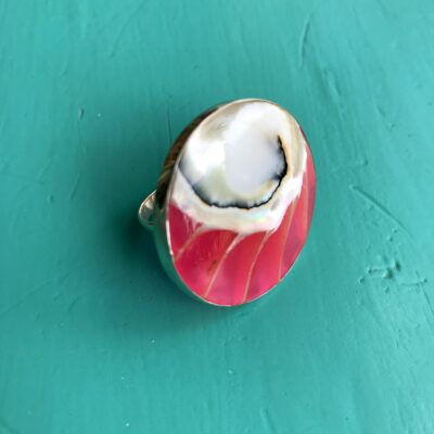 Round Pink Nautilus Ring Large