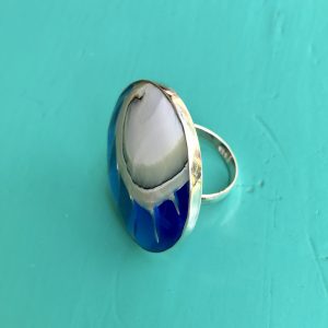 Round Blue Nautilus Ring Large