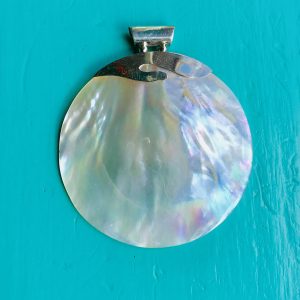 Mother of Pearl Large Round Pendant With Fancy Top