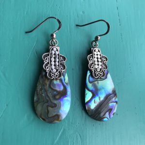 Abalone Earrings with Fancy Silver top