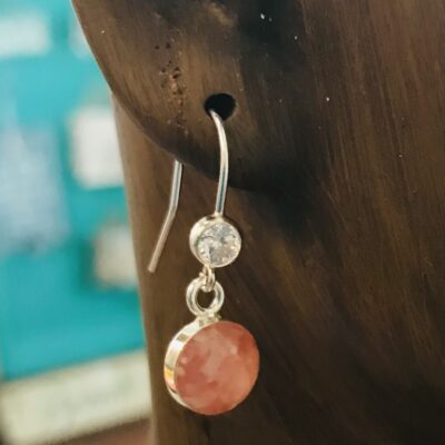 Pink Sand & Diamonte Drop Earrings